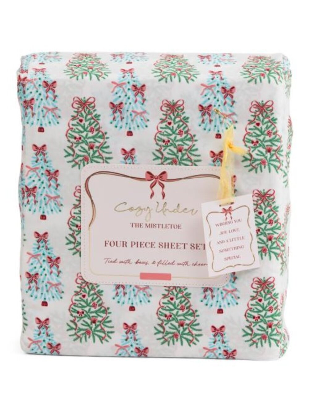 COZY UNDER THE MISTLETOE Coquette Trees Sheet Set